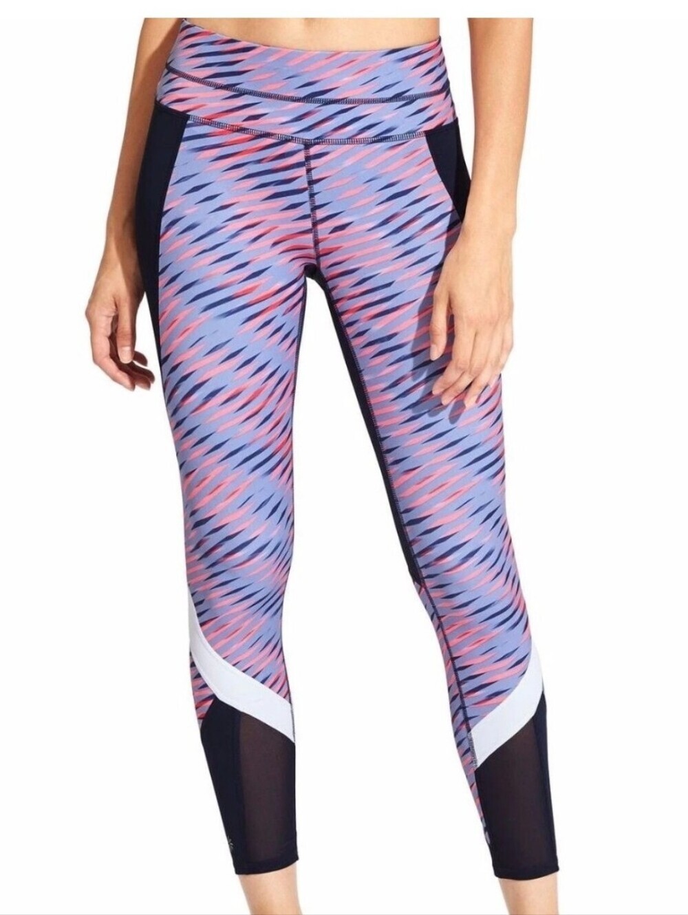 Athleta  Electra Sonar 7/8 Tight Leggings Womens Sm Multicolor Mid Rise Pocket